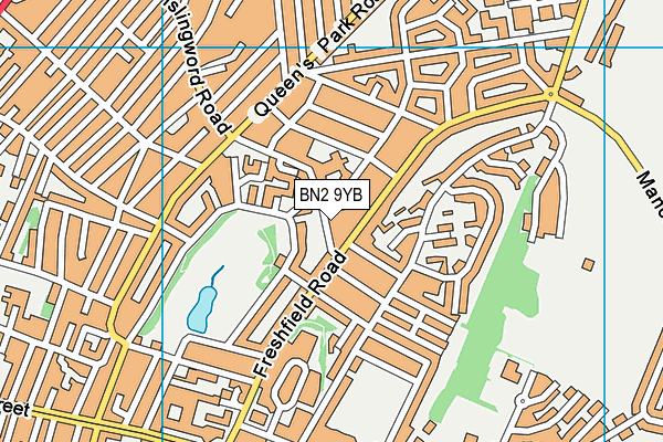 BN2 9YB map - OS VectorMap District (Ordnance Survey)