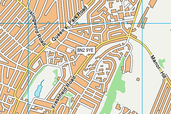 BN2 9YE map - OS VectorMap District (Ordnance Survey)