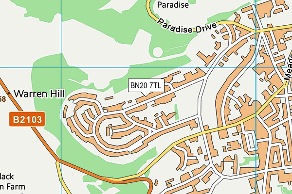 BN20 7TL map - OS VectorMap District (Ordnance Survey)