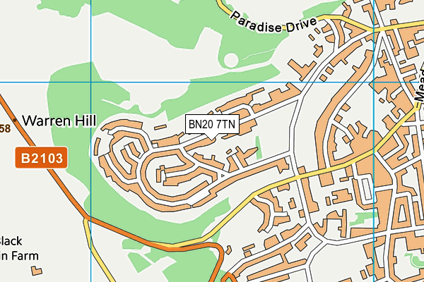 Meads Lawn Tennis At Rompa map (BN20 7TN) - OS VectorMap District (Ordnance Survey)