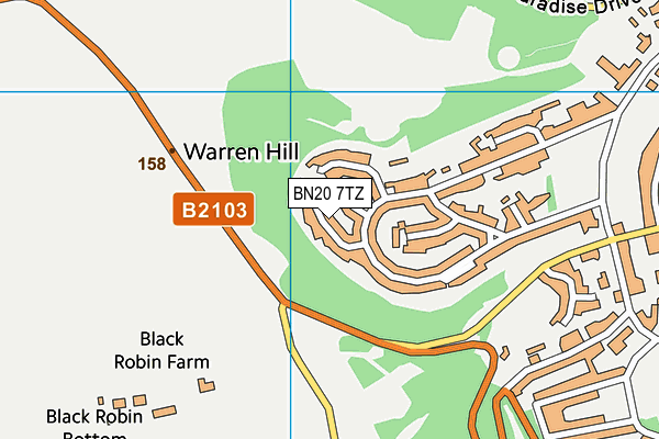 BN20 7TZ map - OS VectorMap District (Ordnance Survey)