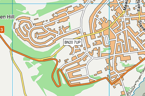 BN20 7UP map - OS VectorMap District (Ordnance Survey)