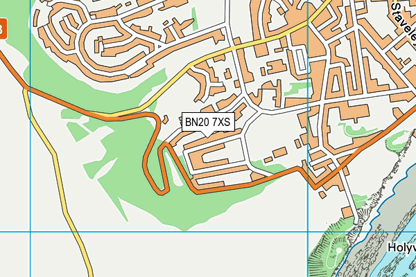 BN20 7XS map - OS VectorMap District (Ordnance Survey)