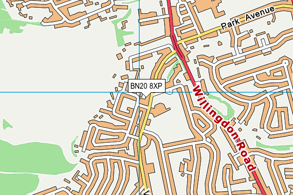 BN20 8XP map - OS VectorMap District (Ordnance Survey)