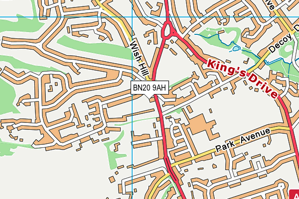 BN20 9AH map - OS VectorMap District (Ordnance Survey)