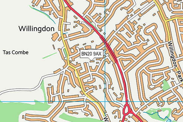 BN20 9AX map - OS VectorMap District (Ordnance Survey)