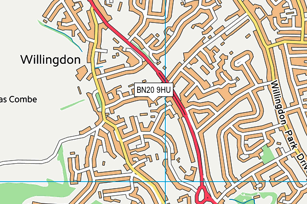 BN20 9HU map - OS VectorMap District (Ordnance Survey)