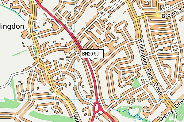 BN20 9JT map - OS VectorMap District (Ordnance Survey)