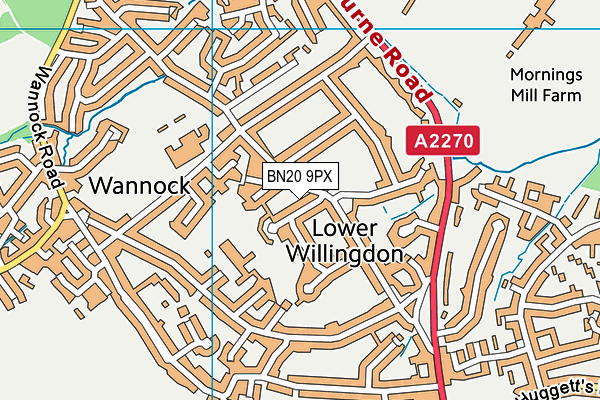 BN20 9PX map - OS VectorMap District (Ordnance Survey)