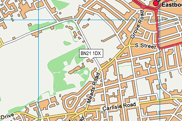 BN21 1DX map - OS VectorMap District (Ordnance Survey)