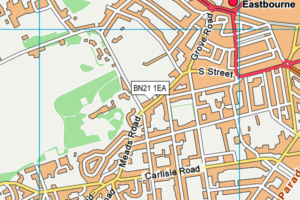 Eastbourne Saffrons Sports Club map (BN21 1EA) - OS VectorMap District (Ordnance Survey)
