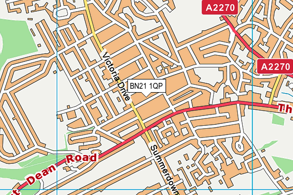 BN21 1QP map - OS VectorMap District (Ordnance Survey)