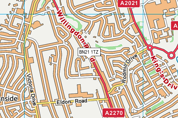 BN21 1TZ map - OS VectorMap District (Ordnance Survey)