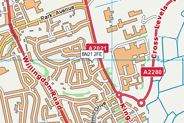 BN21 2FE map - OS VectorMap District (Ordnance Survey)