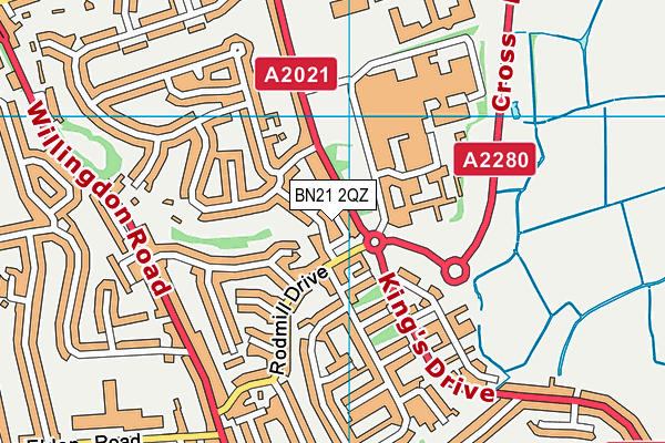 BN21 2QZ map - OS VectorMap District (Ordnance Survey)