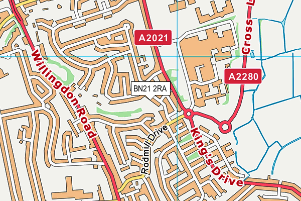 BN21 2RA map - OS VectorMap District (Ordnance Survey)