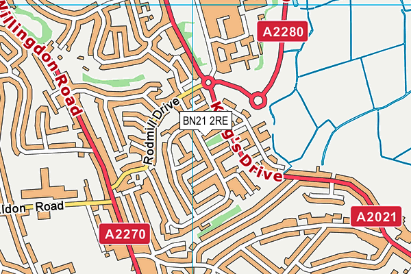 BN21 2RE map - OS VectorMap District (Ordnance Survey)