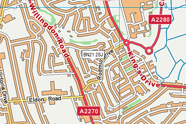 BN21 2SJ map - OS VectorMap District (Ordnance Survey)