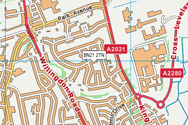 BN21 2TN map - OS VectorMap District (Ordnance Survey)