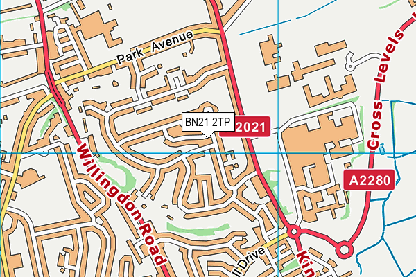 BN21 2TP map - OS VectorMap District (Ordnance Survey)