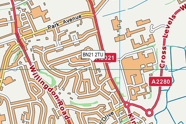 BN21 2TU map - OS VectorMap District (Ordnance Survey)