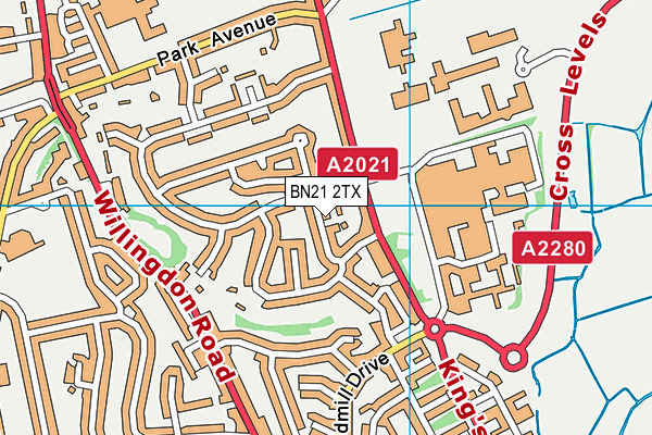 BN21 2TX map - OS VectorMap District (Ordnance Survey)