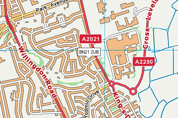 BN21 2UB map - OS VectorMap District (Ordnance Survey)