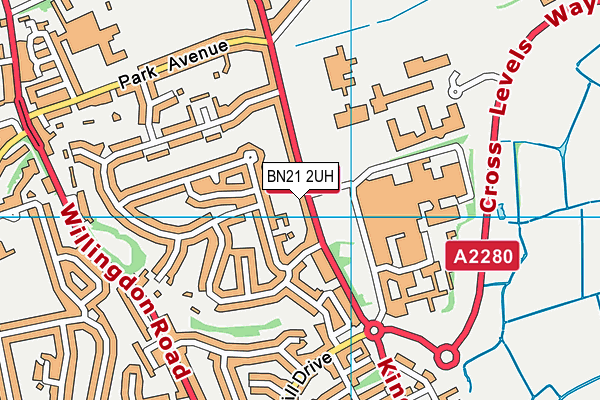BN21 2UH map - OS VectorMap District (Ordnance Survey)