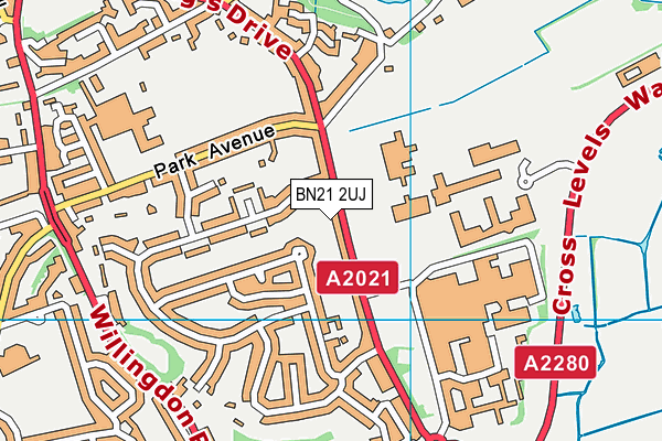 BN21 2UJ map - OS VectorMap District (Ordnance Survey)