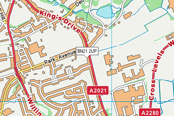 BN21 2UP map - OS VectorMap District (Ordnance Survey)