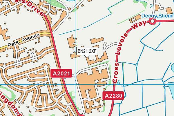 BN21 2XF map - OS VectorMap District (Ordnance Survey)