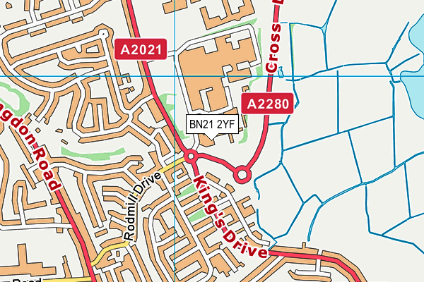BN21 2YF map - OS VectorMap District (Ordnance Survey)
