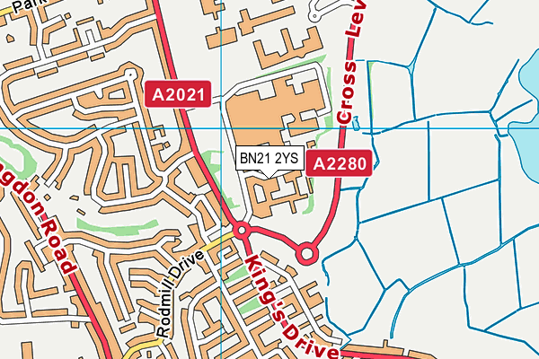 BN21 2YS map - OS VectorMap District (Ordnance Survey)