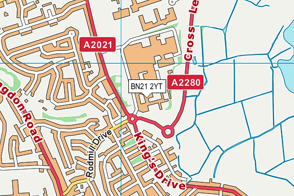 BN21 2YT map - OS VectorMap District (Ordnance Survey)