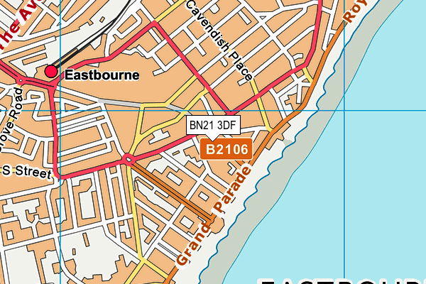 BN21 3DF map - OS VectorMap District (Ordnance Survey)