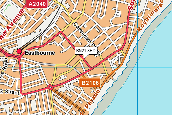 BN21 3HD map - OS VectorMap District (Ordnance Survey)