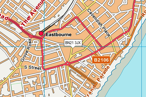 BN21 3JX map - OS VectorMap District (Ordnance Survey)
