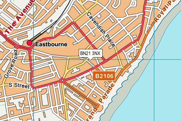 BN21 3NX map - OS VectorMap District (Ordnance Survey)