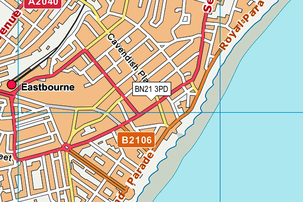 BN21 3PD map - OS VectorMap District (Ordnance Survey)
