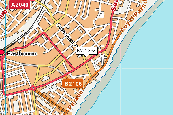 BN21 3PZ map - OS VectorMap District (Ordnance Survey)