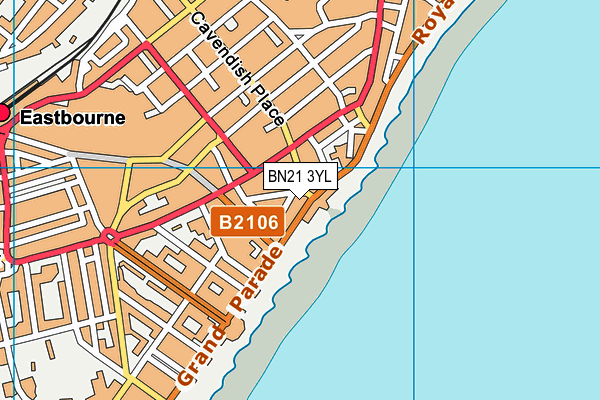 BN21 3YL map - OS VectorMap District (Ordnance Survey)