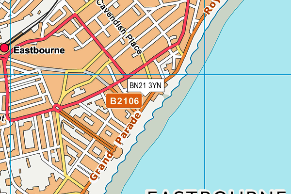 BN21 3YN map - OS VectorMap District (Ordnance Survey)