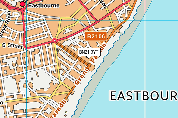 BN21 3YT map - OS VectorMap District (Ordnance Survey)