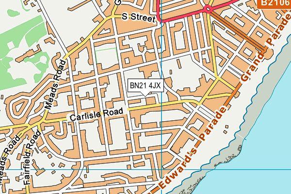 BN21 4JX map - OS VectorMap District (Ordnance Survey)