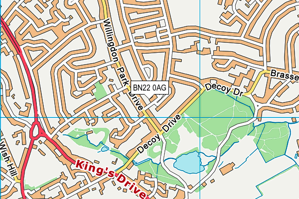 BN22 0AG map - OS VectorMap District (Ordnance Survey)