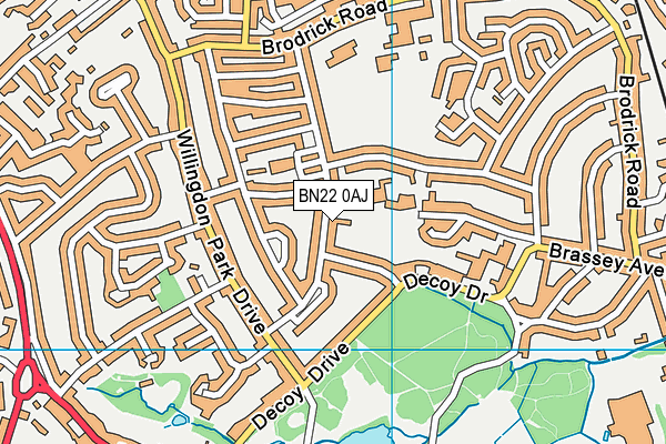 BN22 0AJ map - OS VectorMap District (Ordnance Survey)