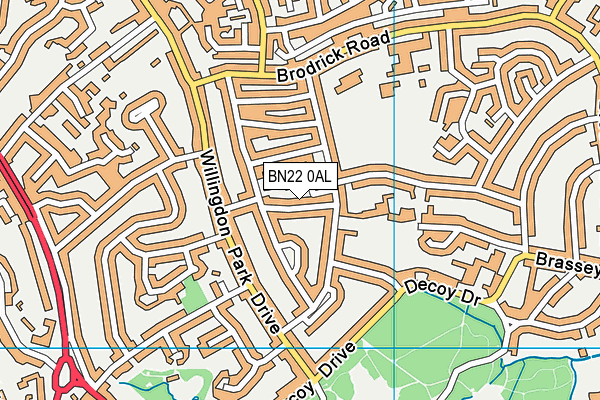 BN22 0AL map - OS VectorMap District (Ordnance Survey)