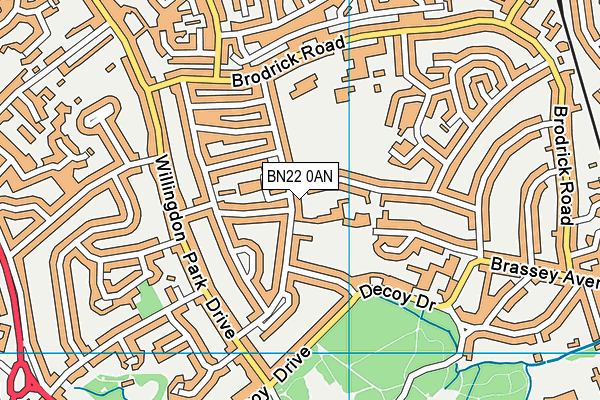 BN22 0AN map - OS VectorMap District (Ordnance Survey)