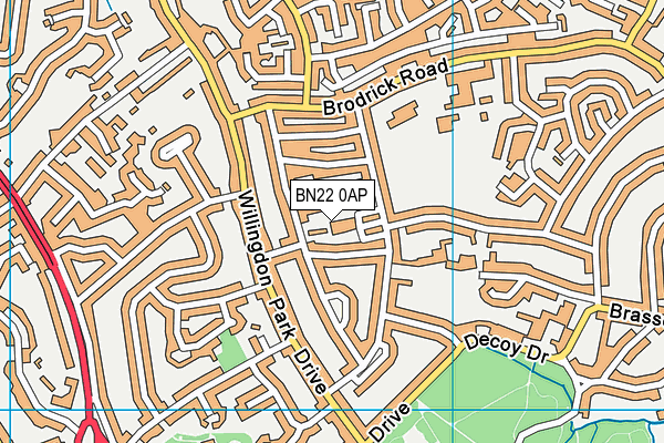 BN22 0AP map - OS VectorMap District (Ordnance Survey)
