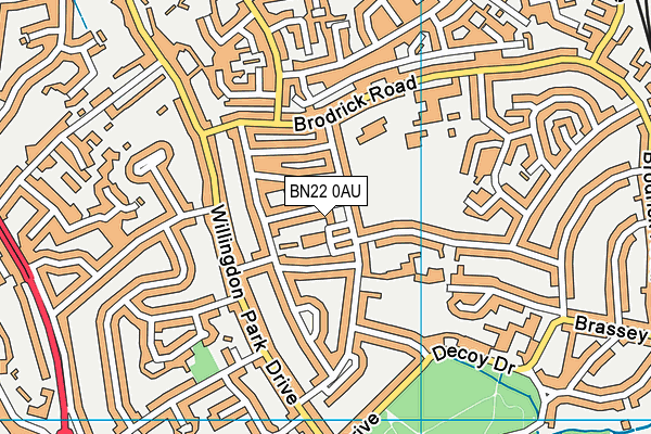 BN22 0AU map - OS VectorMap District (Ordnance Survey)
